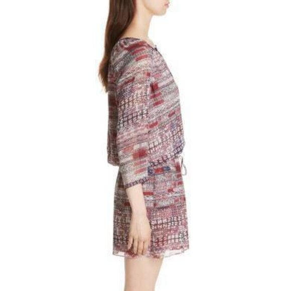 Joie Silk Mini Dress XS Pink V-Neck Georgette Blouson Relaxed Short Lightweight - Picture 9 of 10